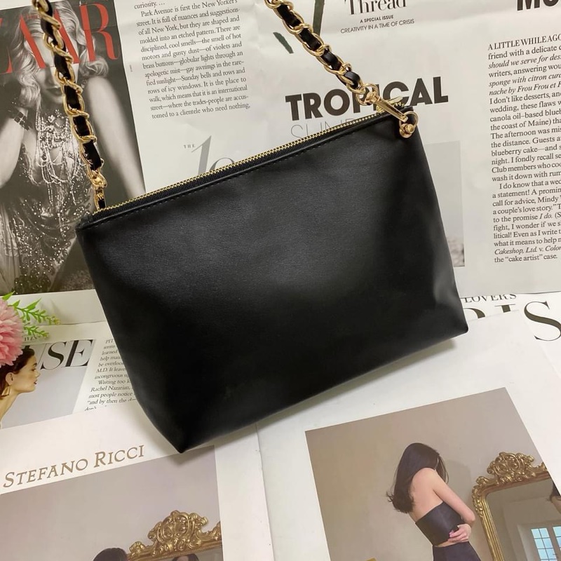 YSL聖羅蘭皮革手拿腋下鏈條包-5