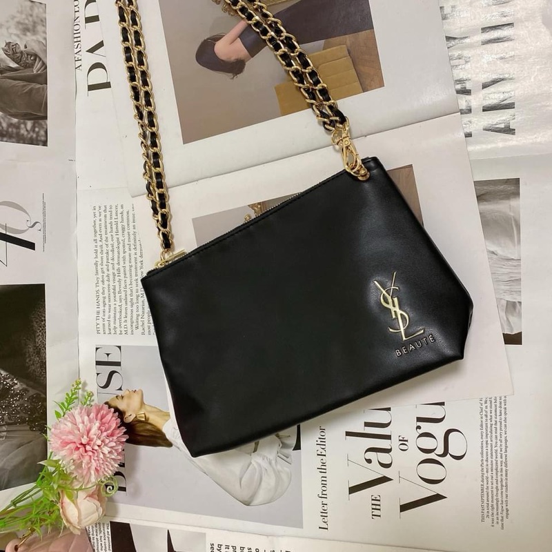 YSL聖羅蘭皮革手拿腋下鏈條包-17