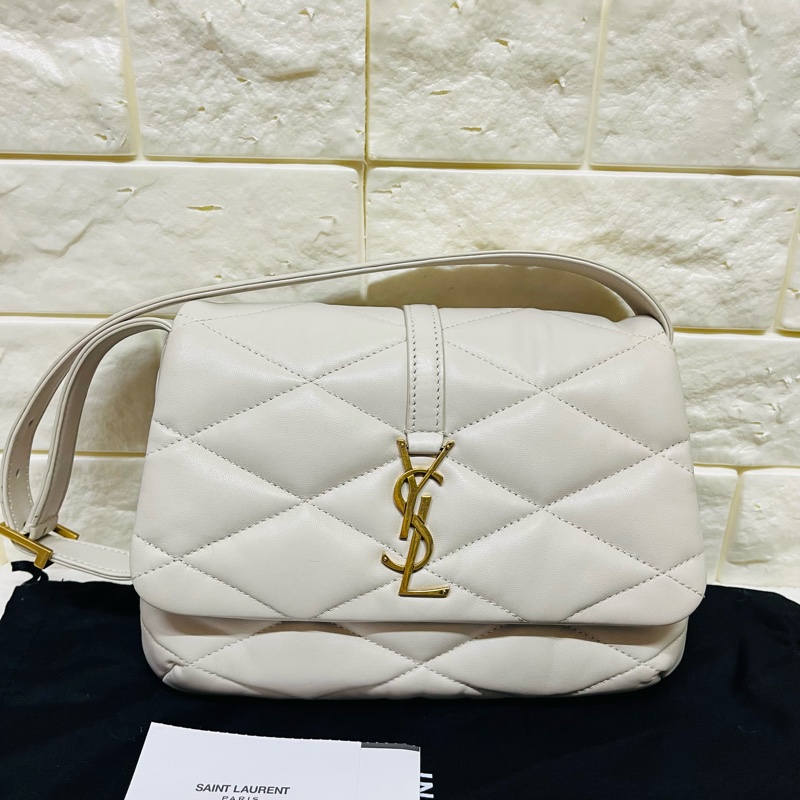 YSL Saint Laurent LE 57系列奶油白小 羊皮絎縫腋下包/肩背包 24cm-0