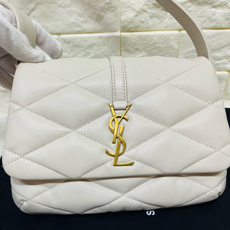 YSL Saint Laurent LE 57系列奶油白小 羊皮絎縫腋下包/肩背包 24cm-1