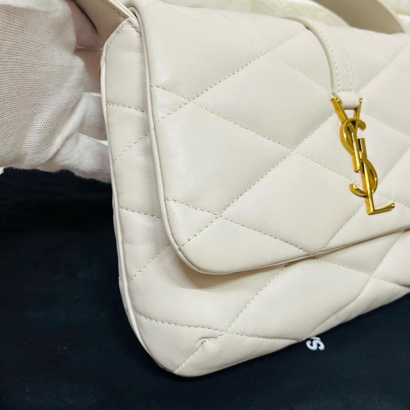 YSL Saint Laurent LE 57系列奶油白小 羊皮絎縫腋下包/肩背包 24cm-3