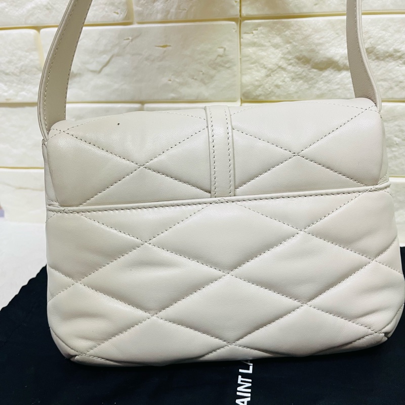 YSL Saint Laurent LE 57系列奶油白小 羊皮絎縫腋下包/肩背包 24cm-7