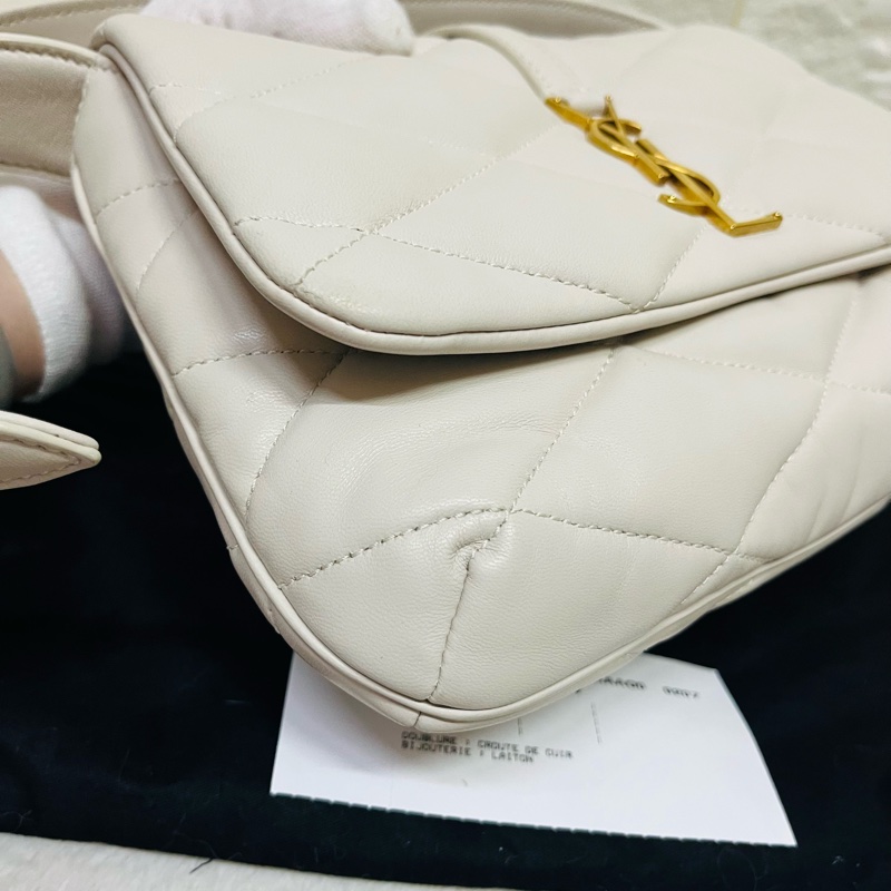 YSL Saint Laurent LE 57系列奶油白小 羊皮絎縫腋下包/肩背包 24cm-12