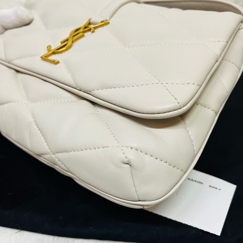 YSL Saint Laurent LE 57系列奶油白小 羊皮絎縫腋下包/肩背包 24cm-13