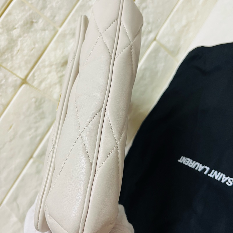 YSL Saint Laurent LE 57系列奶油白小 羊皮絎縫腋下包/肩背包 24cm-14