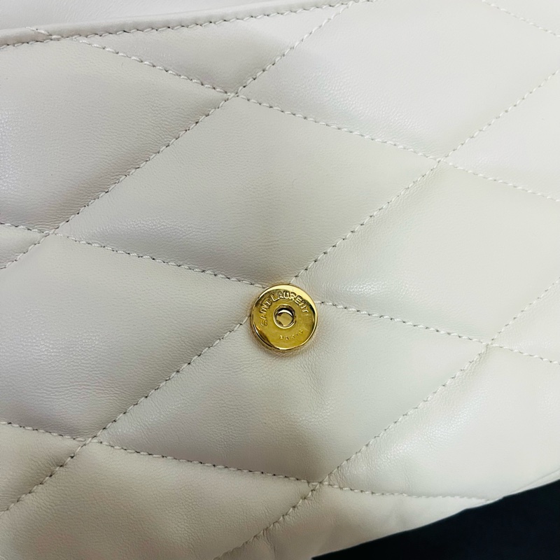 YSL Saint Laurent LE 57系列奶油白小 羊皮絎縫腋下包/肩背包 24cm-16
