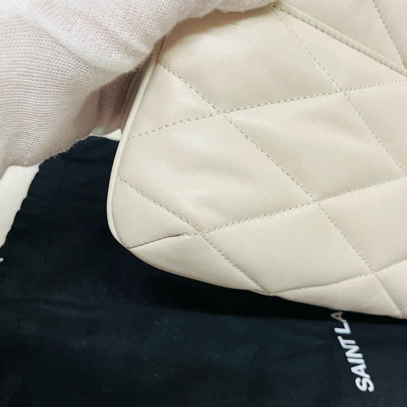 YSL Saint Laurent LE 57系列奶油白小 羊皮絎縫腋下包/肩背包 24cm-44