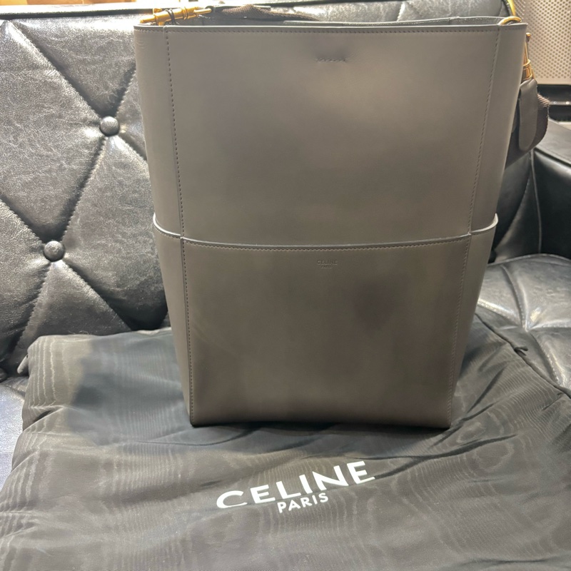 Celine sangle bucket 水桶包 大號 大象灰 滑皮-0