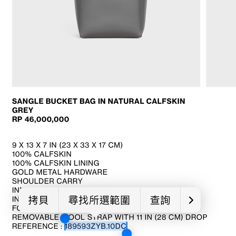 Celine sangle bucket 水桶包 大號 大象灰 滑皮-23