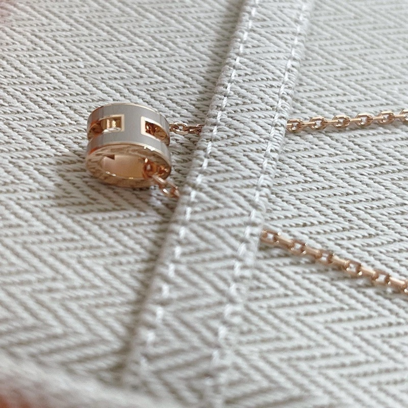 Hermes mini Pop H 項鍊 奶茶/玫瑰金 全新-1