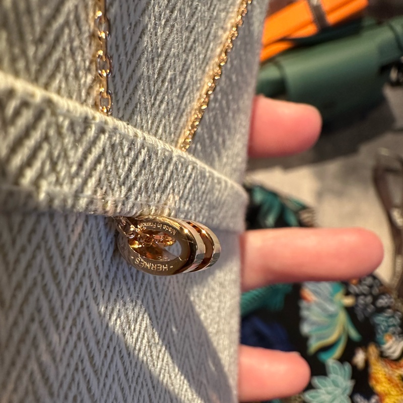 Hermes mini Pop H 項鍊 奶茶/玫瑰金 全新-6