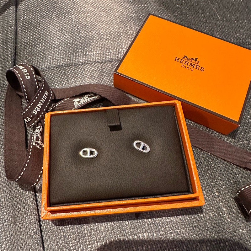 Hermes 豬鼻耳環 925純銀 全新-1