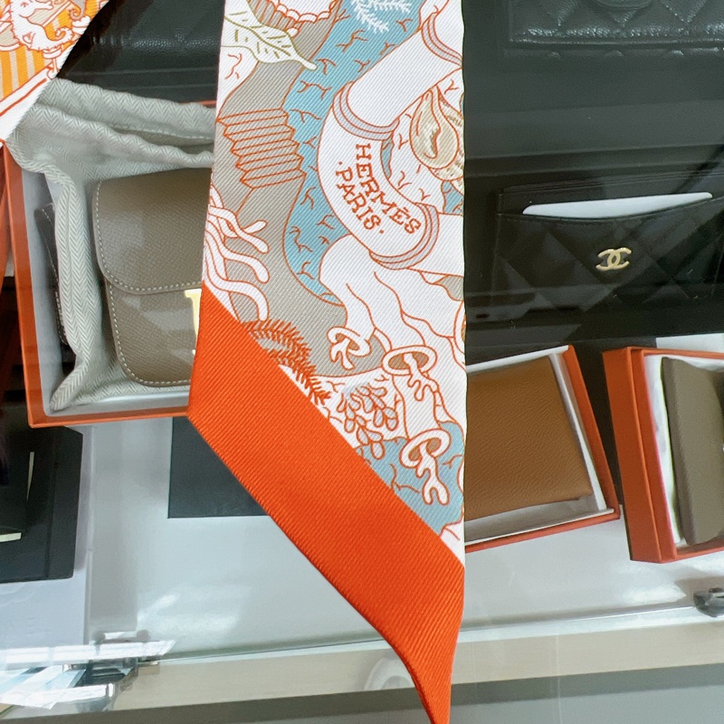 全新 Hermes twilly splash park 包包裝飾/多用途絲巾 橙色-1