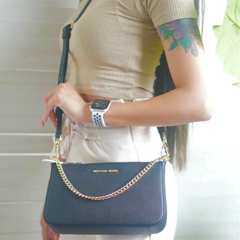 ⚠️售出勿下標⚠️MK Michael Kors 麻將包 黑金色-8