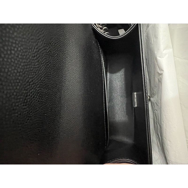 （9成9新） Chanel Boy 黑銀20荔枝牛皮 小型口蓋包-3