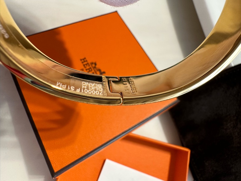 全新 2017年購入 愛馬仕 Hermes CLIC H PM 法瑯手環 白金-2