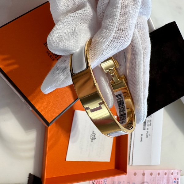 全新 2017年購入 愛馬仕 Hermes CLIC H PM 法瑯手環 白金-8