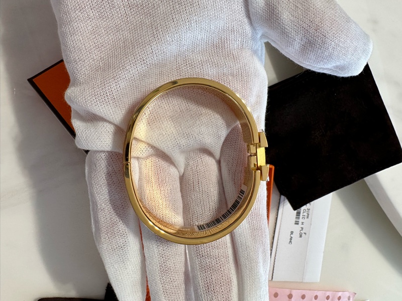 全新 2017年購入 愛馬仕 Hermes CLIC H PM 法瑯手環 白金-11