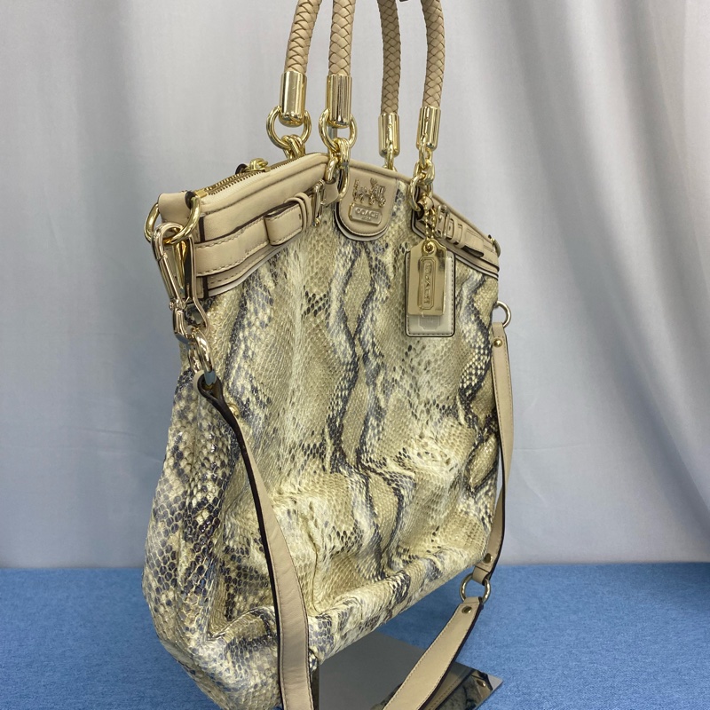 Coach 蛇皮 手提包 有長帶-2