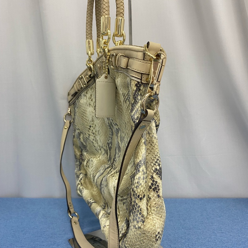 Coach 蛇皮 手提包 有長帶-3