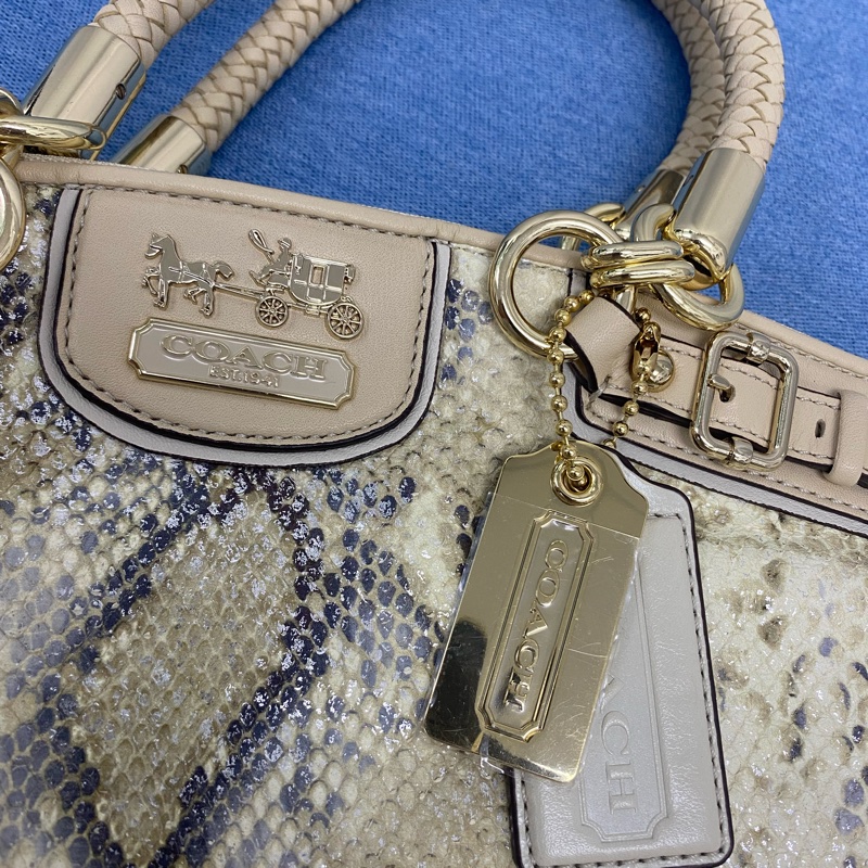 Coach 蛇皮 手提包 有長帶-4