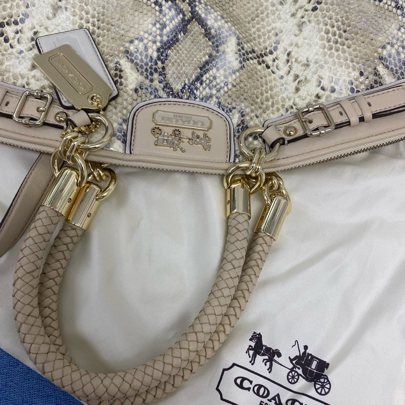 Coach 蛇皮 手提包 有長帶-8