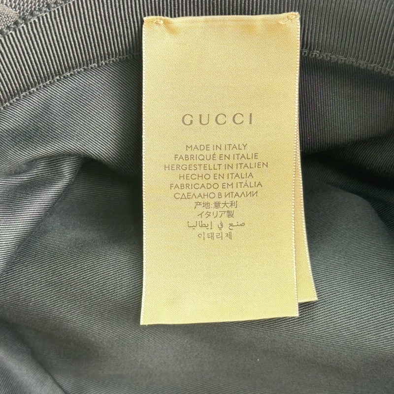 GUCCI 經典GG 金釦LOGO帆布皮革飾邊漁夫帽(黑)  ⭕️全新閒置品⭕️-9