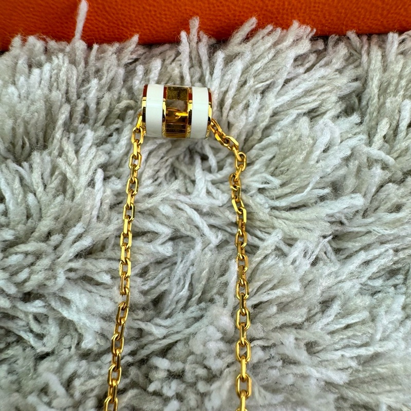 HERMES  愛馬仕  經典琺瑯  POP白色玫瑰金項鍊mini-16