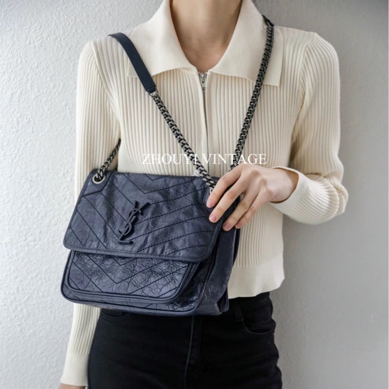 🔥全網最低🔥99新全配 有購證 #YSL 藏藍色 #Niki 中號-0