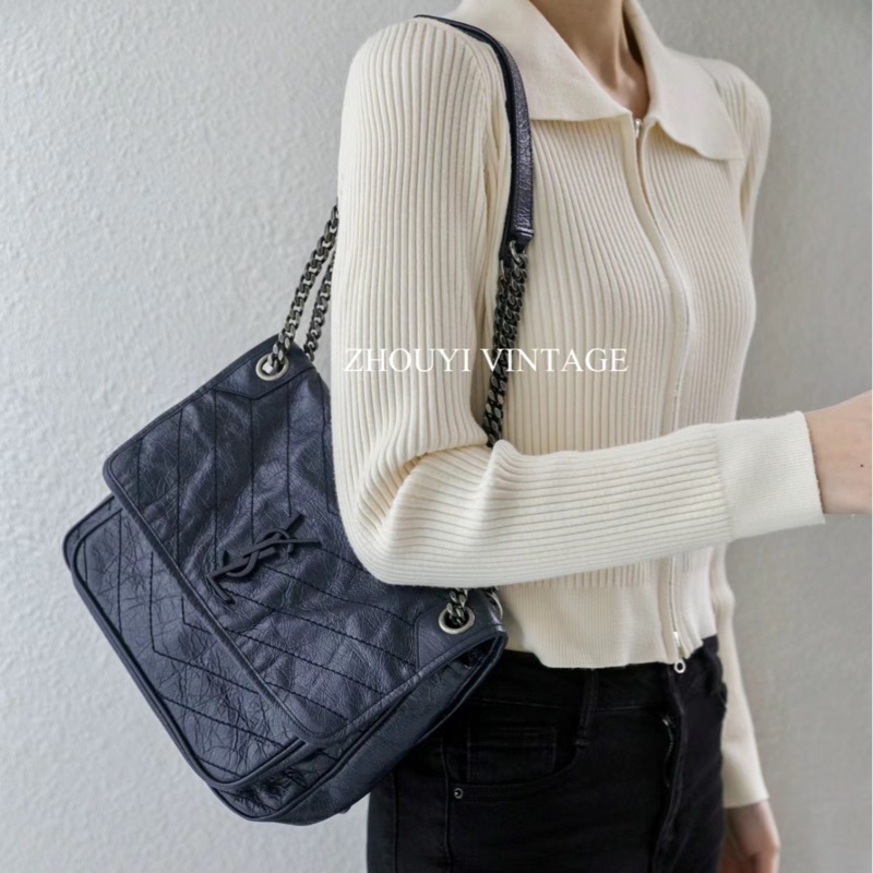 🔥全網最低🔥99新全配 有購證 #YSL 藏藍色 #Niki 中號-1