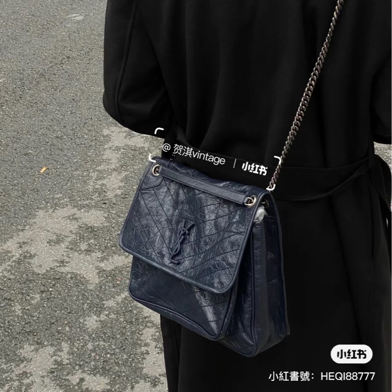 🔥全網最低🔥99新全配 有購證 #YSL 藏藍色 #Niki 中號-3