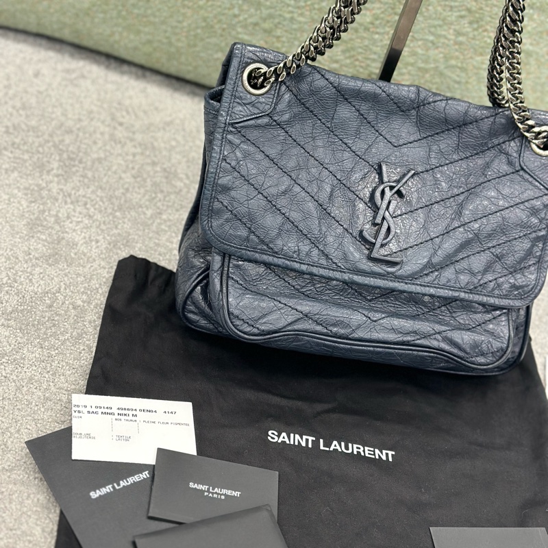 🔥全網最低🔥99新全配 有購證 #YSL 藏藍色 #Niki 中號-9