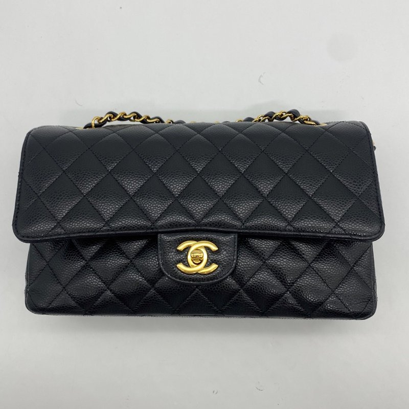 CHANEL 香奈兒 Classic Flap CF 黑金荔枝皮 25ＣＭ斜背包/肩背包-1