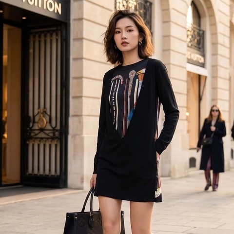 57）Hermes秀款正品層次設計款洋裝長版上衣 M-XL皆可穿 9成新