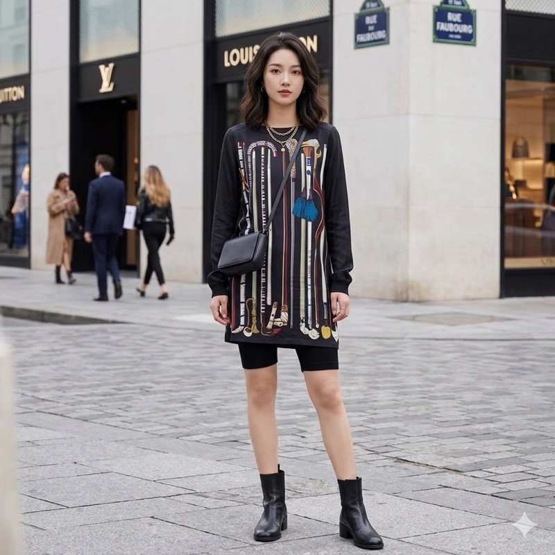 57)Hermes秀款正品層次設計款洋裝長版上衣 M-XL皆可穿 9成新-4