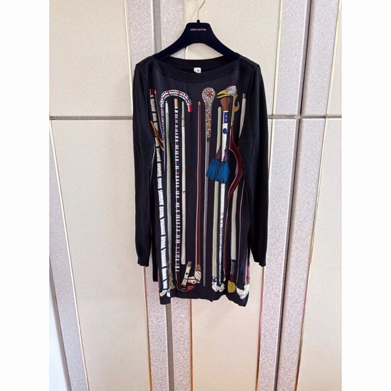 57)Hermes秀款正品層次設計款洋裝長版上衣 M-XL皆可穿 9成新-5