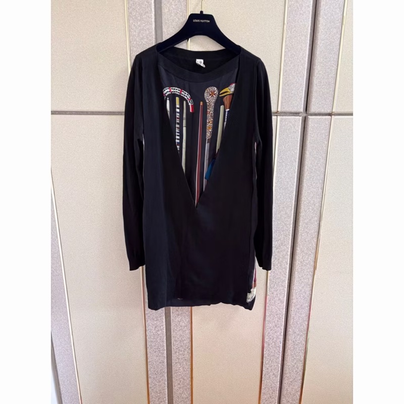 57)Hermes秀款正品層次設計款洋裝長版上衣 M-XL皆可穿 9成新-7