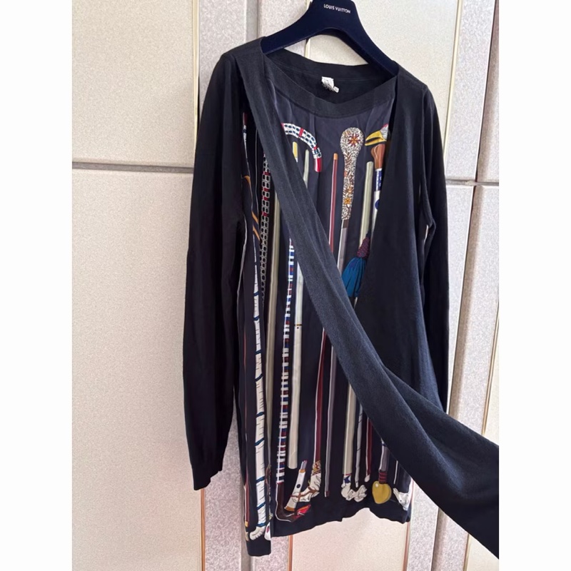 57)Hermes秀款正品層次設計款洋裝長版上衣 M-XL皆可穿 9成新-8