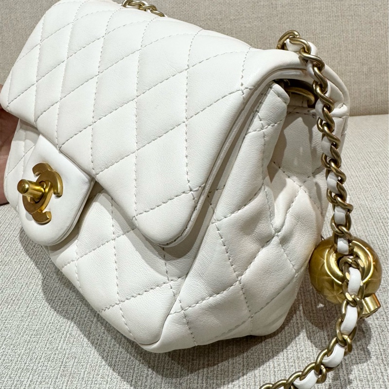 CHANEL香奈兒白色金球方胖子 17cm 稀有釋出-6