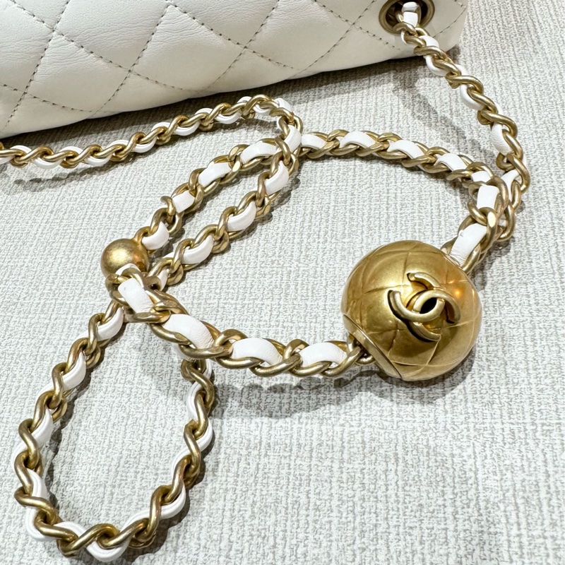 CHANEL香奈兒白色金球方胖子 17cm 稀有釋出-20