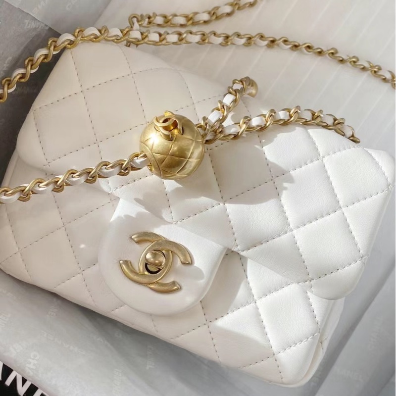 CHANEL香奈兒白色金球方胖子 17cm 稀有釋出-0