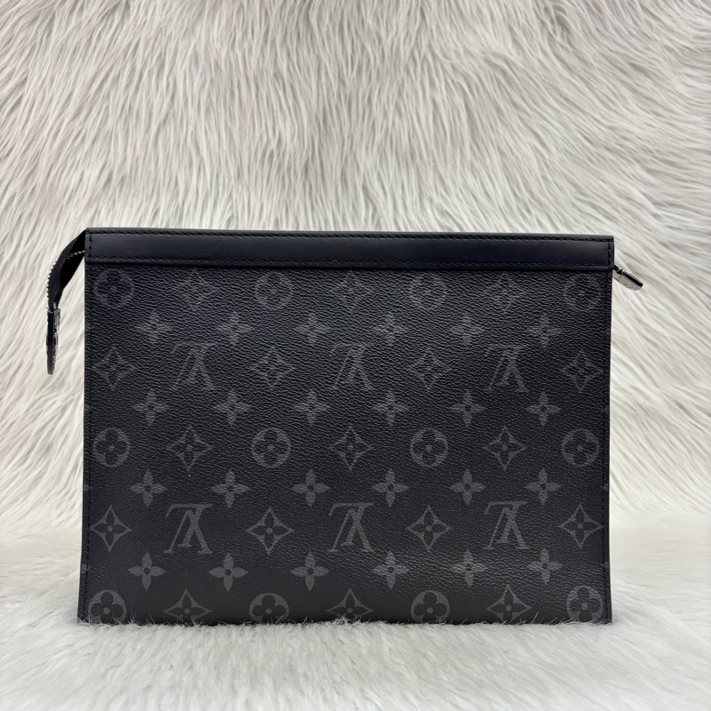 LV黑老花拼黑牛皮拉鍊男士手拿包 Pochette Voyage MM-2