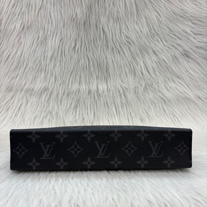 LV黑老花拼黑牛皮拉鍊男士手拿包 Pochette Voyage MM-5