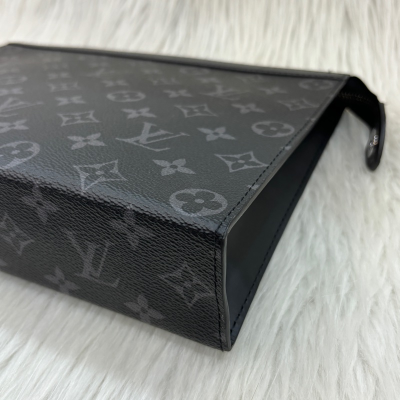 LV黑老花拼黑牛皮拉鍊男士手拿包 Pochette Voyage MM-7