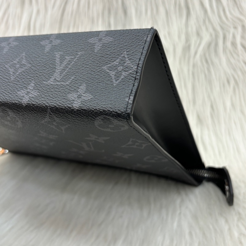 LV黑老花拼黑牛皮拉鍊男士手拿包 Pochette Voyage MM-8