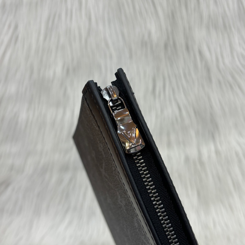 LV黑老花拼黑牛皮拉鍊男士手拿包 Pochette Voyage MM-11