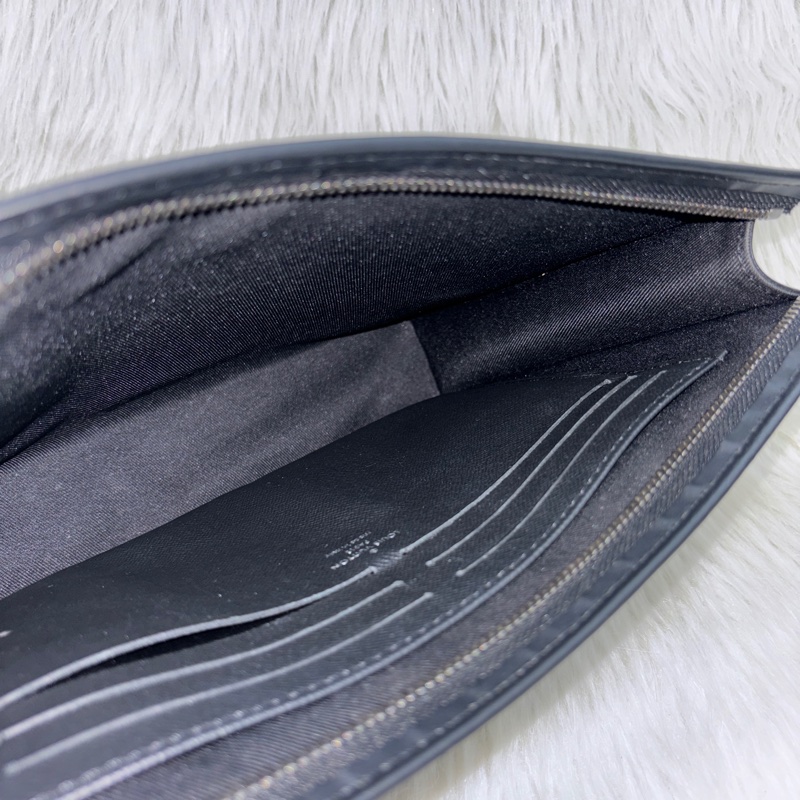 LV黑老花拼黑牛皮拉鍊男士手拿包 Pochette Voyage MM-12