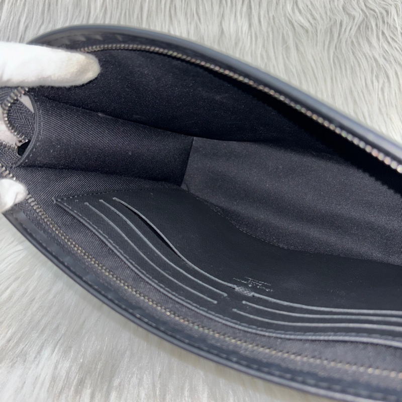 LV黑老花拼黑牛皮拉鍊男士手拿包 Pochette Voyage MM-13