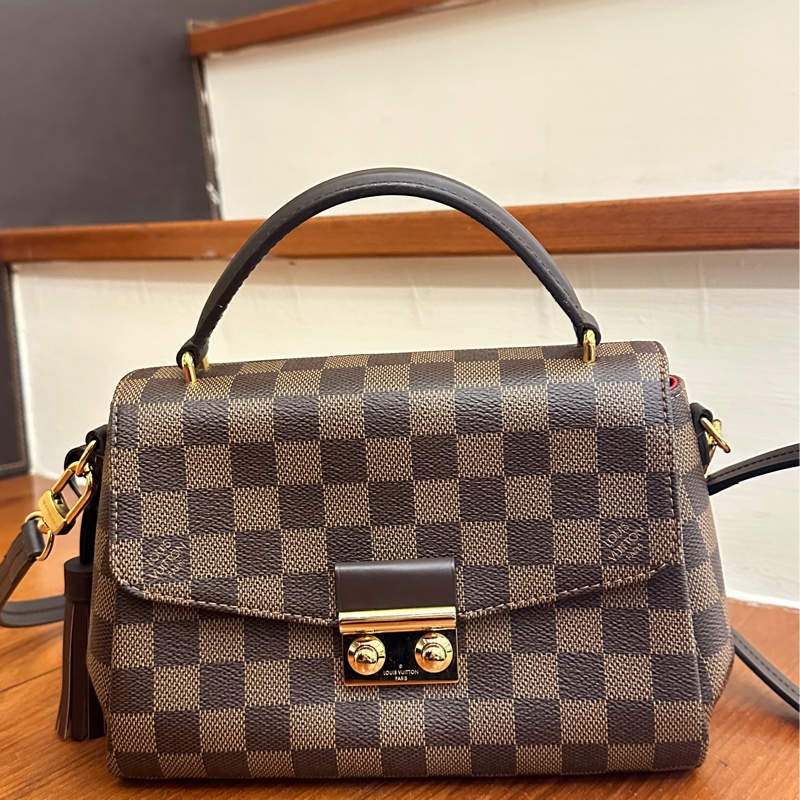 LV 咖棋盤金釦手提兩用斜背包-0