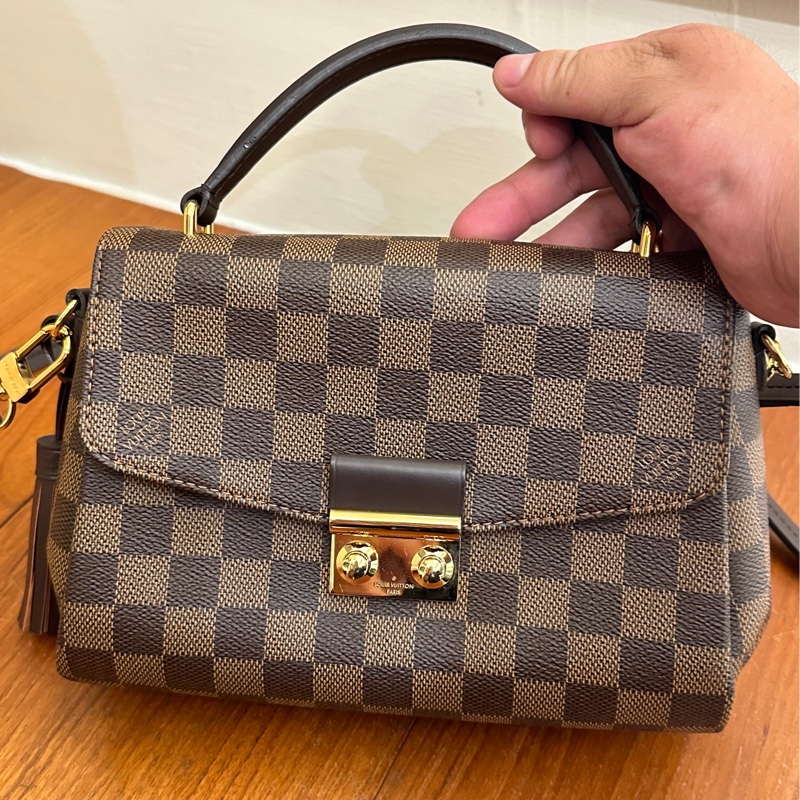 LV 咖棋盤金釦手提兩用斜背包-1